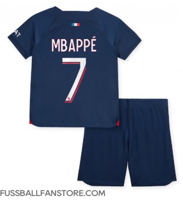 Paris Saint-Germain Kylian Mbappe #7 Replik Heimtrikot Kinder 2023-24 Kurzarm (+ Kurze Hosen)